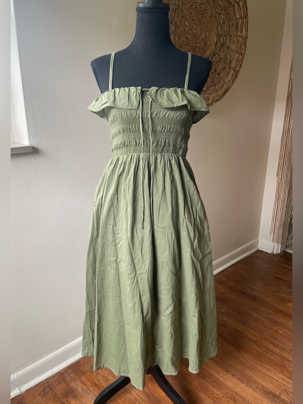 Sim & Sam Ruffle Dress in Olive Green
